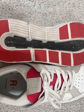 On Running The Roger Men’s Athletic Shoes - White & Red